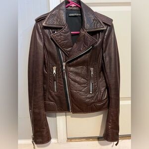 Balenciaga Dark Brown Leather Jacket